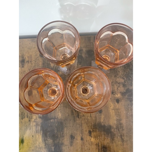 Vintage Fostoria Virginia Pink Peach Water Goblet Wine Glasses 7 1/8" Set Of 4 - Picture 3 of 3